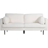 QUVIO 3-zitsbank Rochester - Witte teddy stof - Scandinavisch design - Zwarte metalen poten