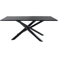 QUVIO Eettafel Hamilton - Zwarte MDF fineer - Stalen kruispoten - 180x76x90 cm