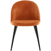QUVIO Vami fluweel eetkamerstoelen - Roestig oranje - 2 stuks - Zwart metalen poten