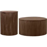 Lewis & Loft Salontafel set Lonne - FSC Mangohout - Ø40 cm - Ø70 cm - Met opbergruimte - Bruin - Set van 2