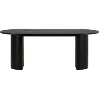 QUVIO Eettafel ovaal - Zwart fineer - Moderne stijl - 75x200x90 cm