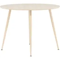 QUVIO Yaro Eettafel 100 cm - Whitewash - Ronde Tafel - MDF en Staal