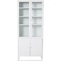 QUVIO Gizo Buffetkast- Wit Staal en Glas - Moderne Opbergruimte