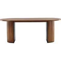QUVIO Ovale Eettafel - Moderne Walnootkleur - Duurzaam MDF en Walnootfineer