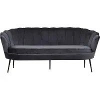 QUVIO Piro Sofa - Donkergrijs Fluweel - Zwarte Stalen Poten - 3-Zits bank