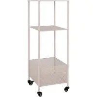 QUVIO Metalen Trolley - Drie planken - Zandkleurig - 35x35x106 cm