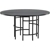 QUVIO Eettafel Rond - Zwart MDF Tafelblad - Cilindervormig Onderstel