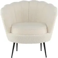QUVIO Ashford Fauteuil - Zachte Teddy Stof - Zwart Metalen Poten