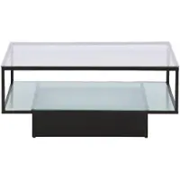 QUVIO Salontafel Zwart Glas - Moderne Elegantie - Functionele Opbergruimte