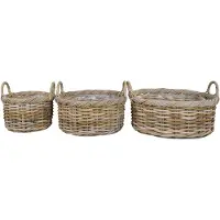 QUVIO Rieten manden Kubu - 30/40/50 cm - Set van 3
