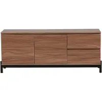 QUVIO Glenwood Dressoir - Walnoot MDF - Zwarte Stalen Poten