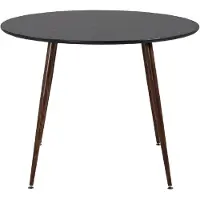 QUVIO Ronde Eettafel - Zwart Tafelblad - Walnoot Poten - 100 cm Diameter