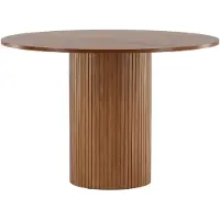 QUVIO Mero eettafel - Ronde notenhouten elegantie - Tijdloze walnootstijl