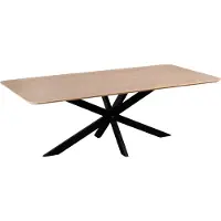 QUVIO Eettafel Sofia - Rechthoekig - Stalen kruispoot - FSC-gecertificeerd mangohout - 220x110 cm - Naturel