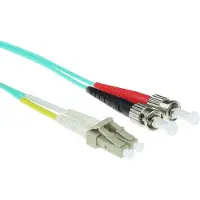 Intronics ACT - Cordon de raccordement - LC/UPC multimode (M) pour ST/UPC multimode (M) - 3 m - fibre optique - duplex - 50 / 125 microns - OM3 - sans halogène, colonne montante - turquoise
