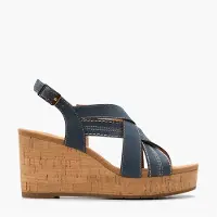 Clarks Dames Sabina Sling Back Wedge Sandalen Navy Nubuck