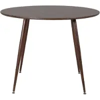QUVIO Elva ronde eettafel - Walnootkleur - 100 cm - MDF en staal