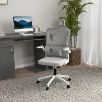 OKWISH Ergonomische Bureaustoel Met Verstelbare Zitting Hoofdsteun Wipfunctie En Lendensteun Voor Langdurig Zitcomfort Grijs