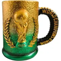 VHV - Voetbal Beker - trofee drinkbeker van roestvrij staal - sportieve bier- en koffiebeker voor wedstrijdavond - Wereldkampioenschapsthema