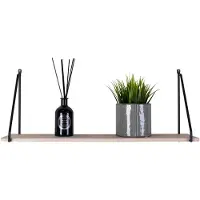 QUVIO Wandplank Parijs - Houten Wandplank - Zwart stalen frame - 65x17 cm