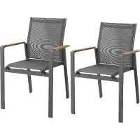 Axi Alva Tuinstoel Set van 2 stuks in Antraciet | Tuinstoelen voor de Tuintafel van Aluminium / Teak Hout met Sling Zitting en Rugleuning | Stoel Weerbestendig voor de Tuin/Buiten