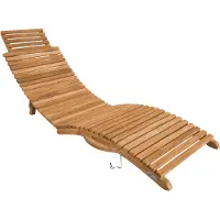 Axi Manny Gebogen Ligbed Opklapbaar van Teak Hout | Teakhout Lounger Met Hoofdsteun | Zonnebed voor Buiten / Tuin | 160 x 50 x 65 cm