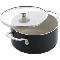 KitchenAid - Coloured Aluminum Casserole with Lid - Matte Black - 20 cm