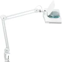 MAUL LED loeplamp MAULvitrum, wit, klem, metaal MAULvitrum, wit / opaal, Werkkamer / Kantoor, metaal, Modern, Klemlamp
