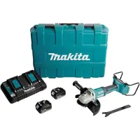 Makita DGA 900 PMKX2 accu haakse slijper 36V ( 2x18V ) 230mm borstelloos + 2x accu 4,0Ah + dubbele lader + Ezynut + koffer