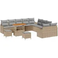 vidaXL Tuinbank Set 13 st Beige poly rattan