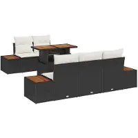 vidaXL Tuinbank Set 6 st Zwart en Beige