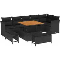 vidaXL Tuinbank Set 9 st 6-Aantal zitplaatsen Zwart