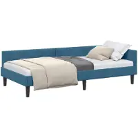 vidaXL Hoek Bed Frame met hoofdeinde Blauw 100 cm x 200 cm Fluweel
