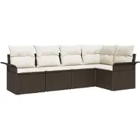 vidaXL Tuinbank Set 5 st Bruin poly rattan