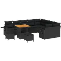 vidaXL Tuinbank Set 12 st Zwart poly rattan