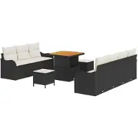 vidaXL Tuinset, 10 stuks, 9 zitplaatsen, zwart