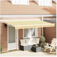 vidaXL Vervangingsdoek voor zonnescherm Geel en Wit 380 x 195 cm