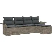 vidaXL Tuinbank Set 5 st Grijs poly rattan