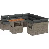 vidaXL Tuinbank Set 9 st 8-Aantal zitplaatsen Grijs en Bruin
