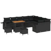 vidaXL Tuinset met 12 onderdelen, 11 zitplaatsen, zwart, polyrotan
