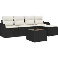 vidaXL Tuinbank Set 6 st Zwart poly rattan