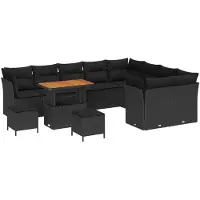 vidaXL Tuinbank Set 12 st Zwart poly rattan