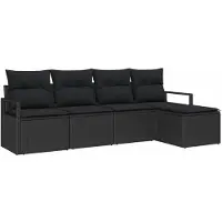vidaXL Bankset, 5-delig, zwart, polyrotan