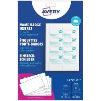 Avery Badge insteekkaart 60x - 90mm wit doos 20 vel