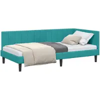 vidaXL Hoek Bed Frame met hoofdeinde Turquoise 90 cm x 190 cm Fluweel