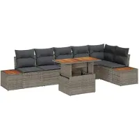 vidaXL Tuinbank Set 7 st Grijs poly rattan