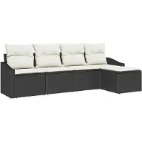 vidaXL Bankstel 5 st Bruin en Crème poly rattan
