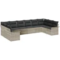 vidaXL Tuinbank Set 10 st Lichtgrijs poly rattan