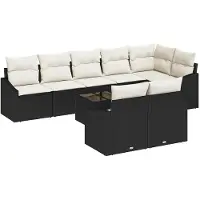 vidaXL Tuinbank Set 9 st Bruin en Crème poly rattan