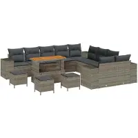 vidaXL Tuinbank Set 14 st Grijs poly rattan